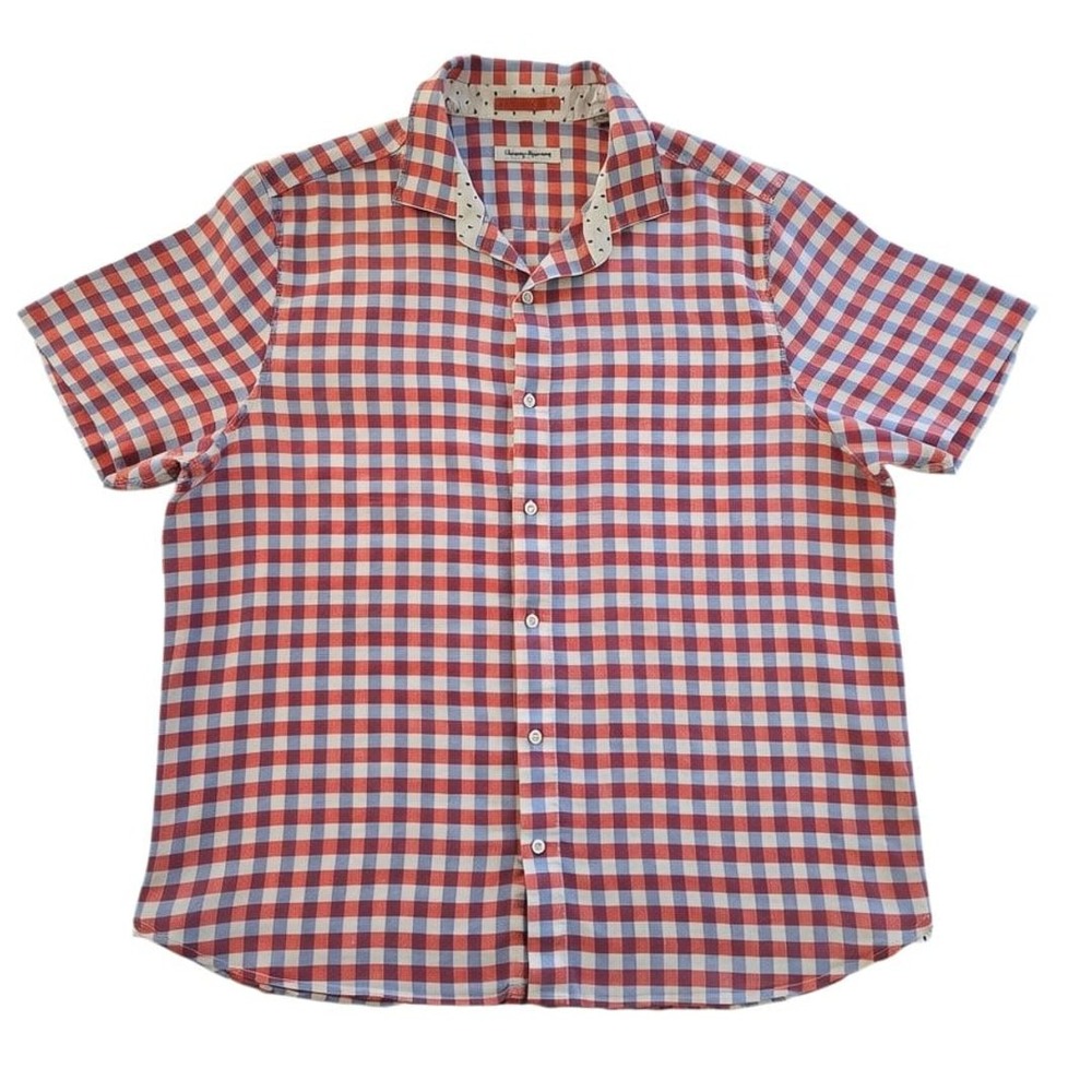 Tommy Bahama Mens Short Sleeve Plaid Button Front Shirt